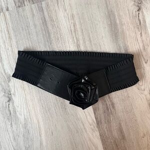 Black Belt with Rose Detail